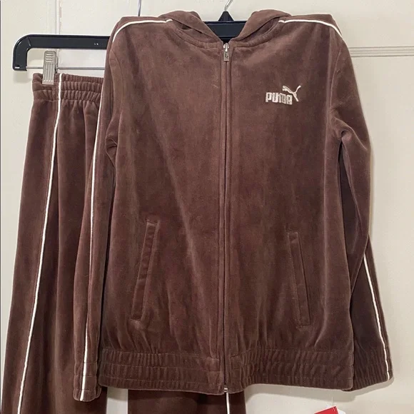 Puma Chestnut Velour Tracksuit Set - Picture 1 of 16